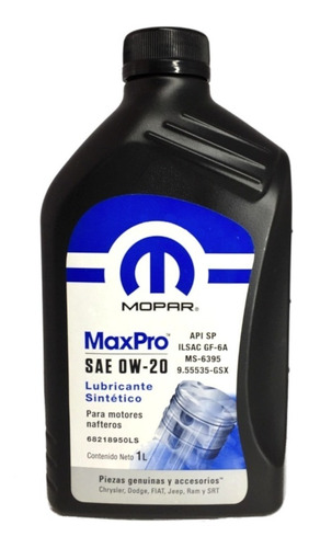Imagen 1 de 5 de Aceite De Motor Mopar Maxpro 0w20 Sintetico Nafta 1 L