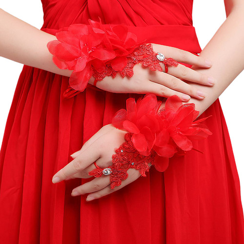 (2 #mold) Guantes Sin Dedos De Encaje Con Forma De Flor Para