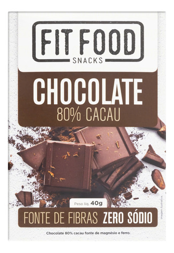 Chocolate 80% Cacau Fit Food  sem glúten caixa 40 g