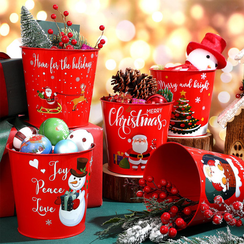 Cubos De Metal Navideños Mini Para Decoración Del Hogar