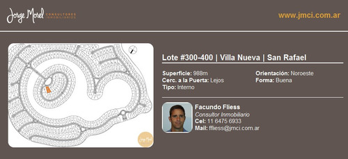 Lote Interno #300-400 - Villa Nueva - San Rafael - 988m2 #id 7674
