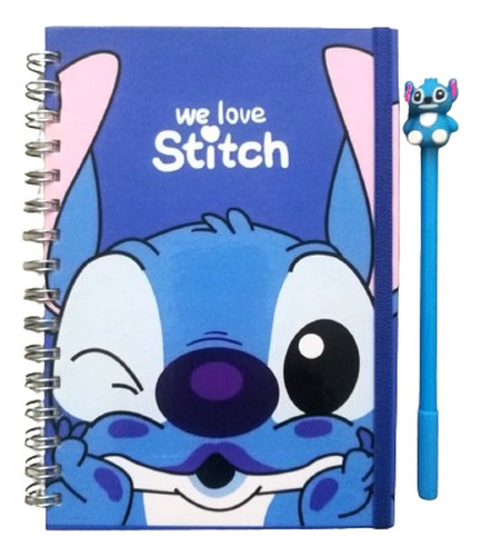 Cuaderno Stitch Tapa Dura + Lapicera Microfibra De Regalo