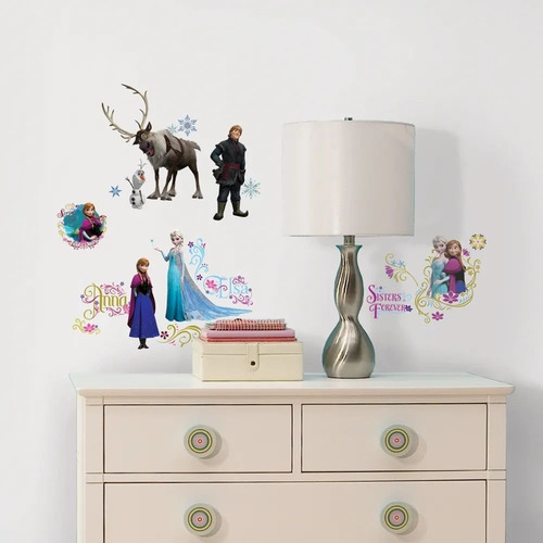 Imagem 2 de 5 de Adesivo De Parede Frozen Personagens Rmk2361 Reutilizável