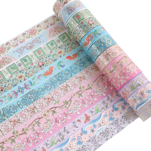 Gold Foil Flower Washi Tape Set, Floral Washi Tape, Botanica
