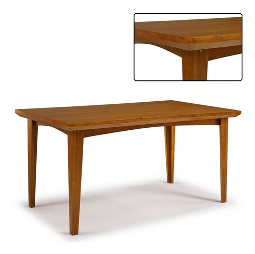 Conjunto De Mesa Madeira Maciça Com 6 Cadeiras União - Mel