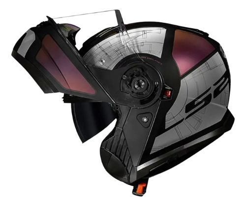 Capacete Ls2 Strobe Ii Ff908 Orion Preto Fosco Roxo Azul