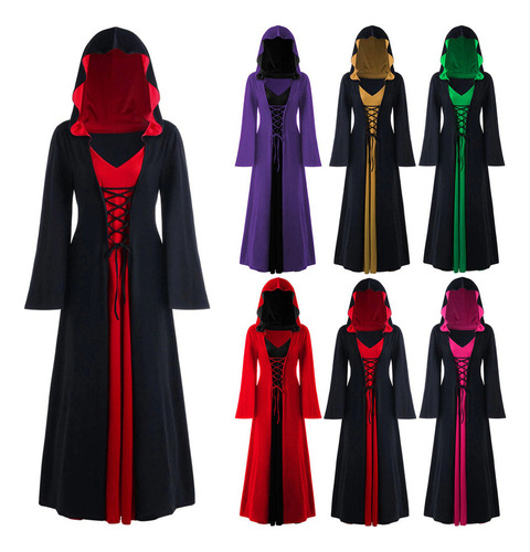Vestido Mujer Cosplay Halloween, Diablo Negro Vestido Bruja