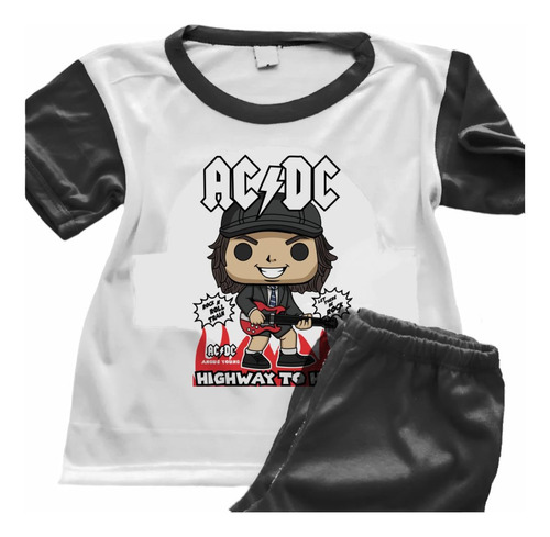 Pijama Infantil Rockero Manga Larga Personalizado Ac Dc 7002