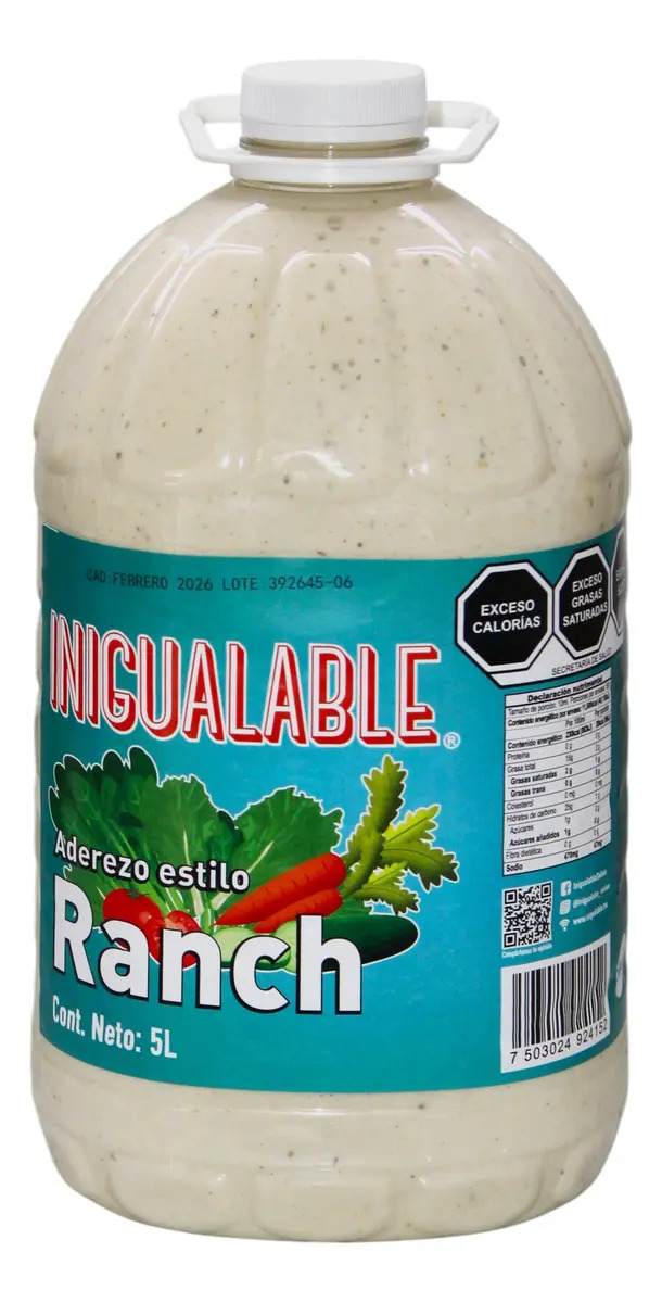 Aderezo Ranch Inigualable de 5 L para Ensaladas y Alitas