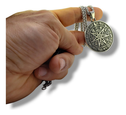 Dije Sello Alquimia Elementos Acero Inoxidable D882 Plateado