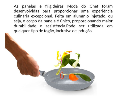 Frigideira Antiaderente 20cm Cinza Graniflon Moda Do Chef