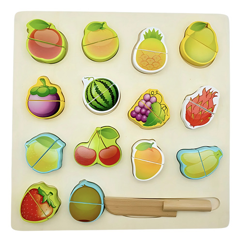 Set De Encaje Y Frutas De Madera Juego De Roles Montessori