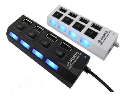 10 Pzs Hub Usb 2.0 4 Puertos Con Switch Led Laptop Pc Alta