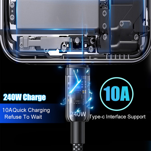 Cable De Carga Rápida De 240 W, 10 A, Línea De Datos Usb Tip
