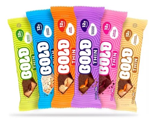 Bold Thin Caixa Mista - Barra De Proteína Snacks 12 Unidades