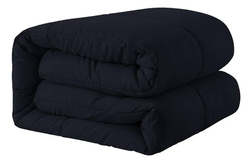Acolchado Edredon Microfibra Relleno Color Negro Twin Size Diseño de la tela Lisa