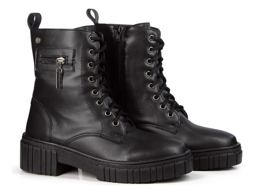Borcegos Botas Citadina Vegan Mujer Sinteticas Acordonado