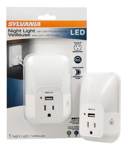 Sylvania Luz Noche Led Puerto Usb Zocalo Seleccion 3 5 1