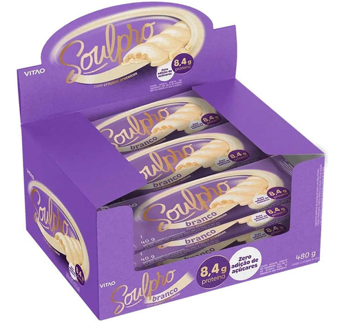 Chocolate Branco Soulpro Com Crispies Proteicos 12un 480g