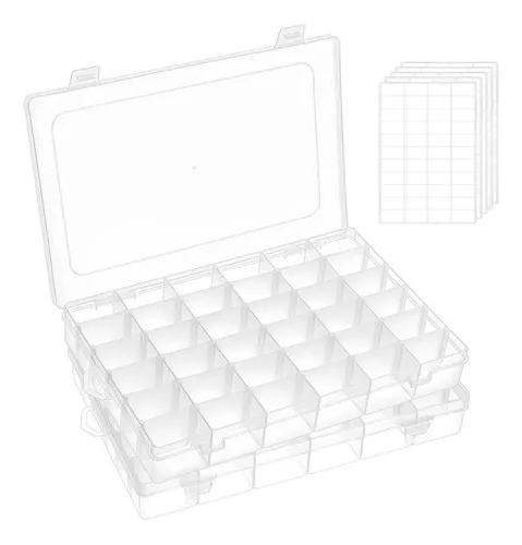 36 compartimentos Caja organizadora de plástico transparente con divis