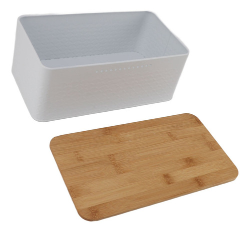 M Cubo De Almacenamiento De Pan Con Tapa De Bambú Con