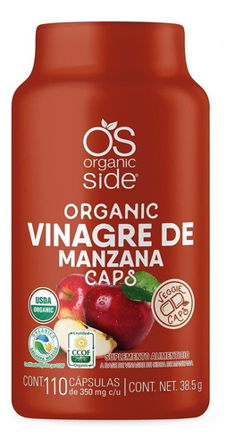Vinagre De Manzana 110 Cápsulas Organic Side Vegetal Cidra