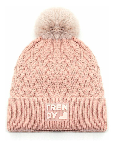 Gorro Forrado Polar Trendy Con Estilo Trenzado Zigzag Rosa M Lisa