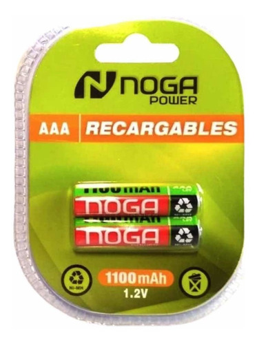 Pilas Recargables Aaa Blister X2 Unidades Noganet 1100 Mah