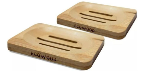 Jabonera De Bambú Ecowood Rejilla Plana - Set De 2 Piezas