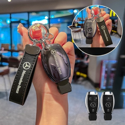 Funda Llave Presencial Mercedes Benz + Llavero Anti Perdida Gris