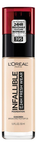 Base de maquiagem L'Oréal Paris Infallible Fresh Liquid Foundation tom 395 rose pearl - 30mL
