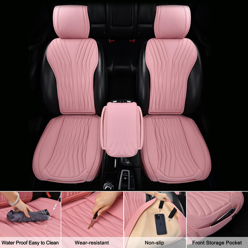 Cubre Asientos Delanteros De Auto Rosas Bwtjf, 2 Piezas