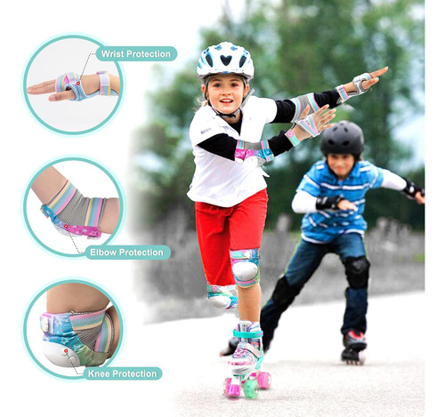 Rodilleras Ajustables De Unicornio Arcoíris Para Niños
