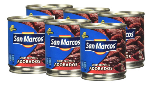 Chiles Chipotles San Marcos Adobados 6 Pzas De 215g 