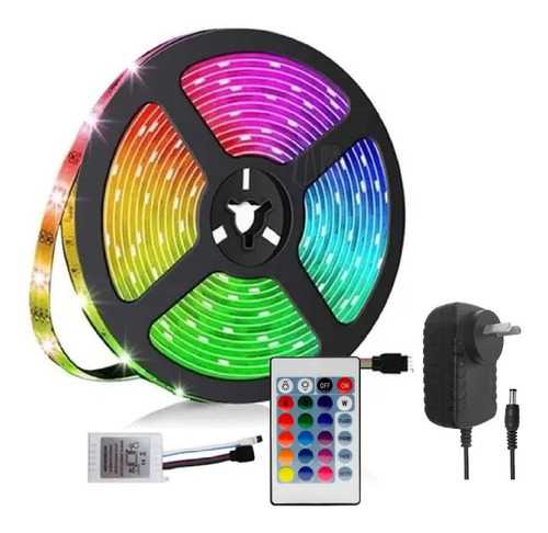 Kit Tira Luces Luz Led 5050 Rgb Control Fuente 5 Metros Mts