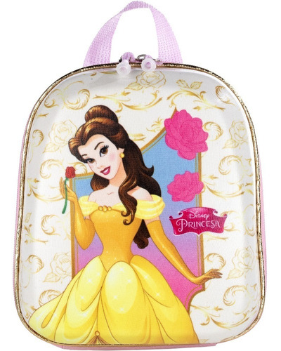 Mochila Escolar P Princesa Bela Disney - Maxtoy Cor Palha Desenho do tecido Bela e a fera