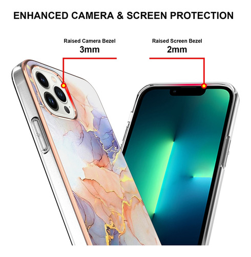 Funda Para Teléfono Huawei Honor/mate Series, De Alta Calidad, Anticaída, Diseño De Flores En Blanco Mármol/azul Mármol/morado