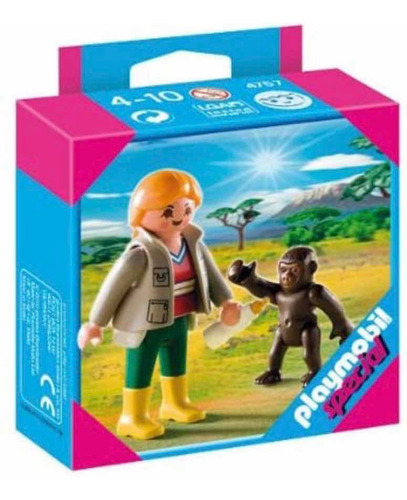 Playmobil Special 4757, Cuidadora Con Bebé Gorila!!!