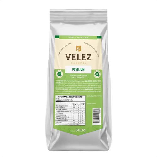 Psyllium Husk Puro Fibra Solúvel Natural Plantago Ovata 500g