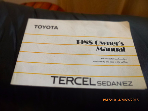 Manual Toyota Tercel Sedan 1988 --en Ingles (aa167 (Usado)