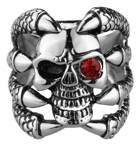 Joyería Motera Gótica Skull Ring Punk De Acero Inoxidable Pa