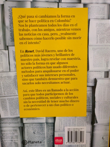 Libro Reset David Racero. Cómo Cambiar La Política Sin Mori