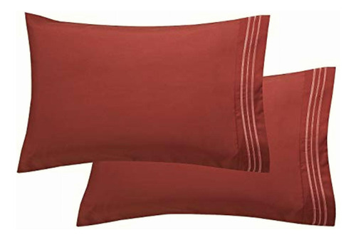 Elegant Comfort 2 Fundas De Almohada Estandar Color Borgoña Liso