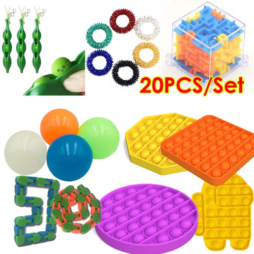 20 Pop It Juguete Burbujas Antiestres Fidget Squishy Colores