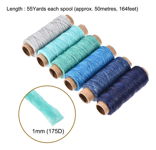 6 Hilo Coser Cuero 55 Yardas, 1 Mm, Polyester Varios Blue
