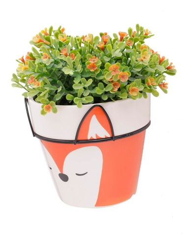 Imagem 5 de 7 de Vaso De Cerâmica Fox Face Laranja 12x12x10,5cm Urban