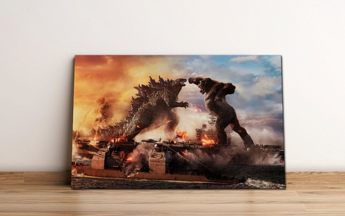 Cuadro Decorativo Godzilla Vs King Kong Película 86x56cm