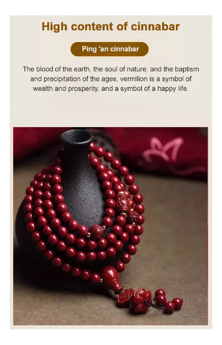 Pulsera Bermellón Con Cuentas De Buda Lotus 108