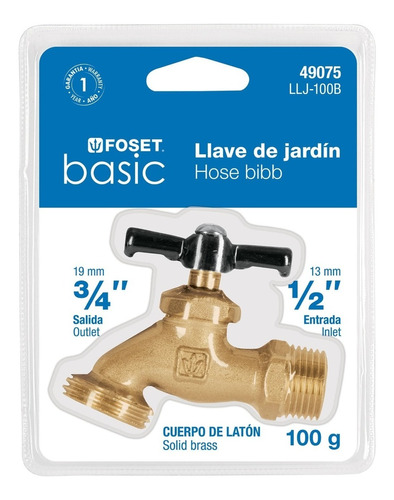 Llave Para Manguera, Latón, 100 Gr, 1/2 ,blister,foset Basic