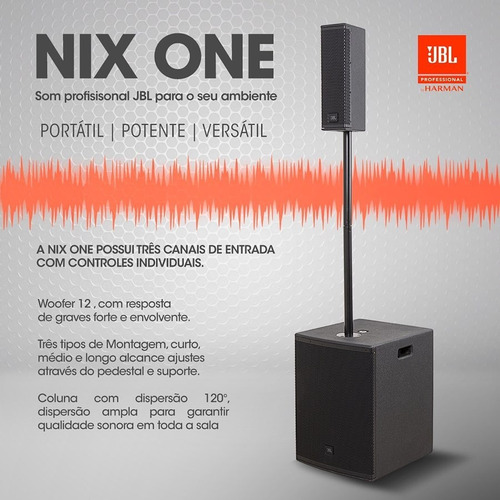 Sistema Pa Portátil Jbl Nix One Sistema Ativo Torre 400w Rms